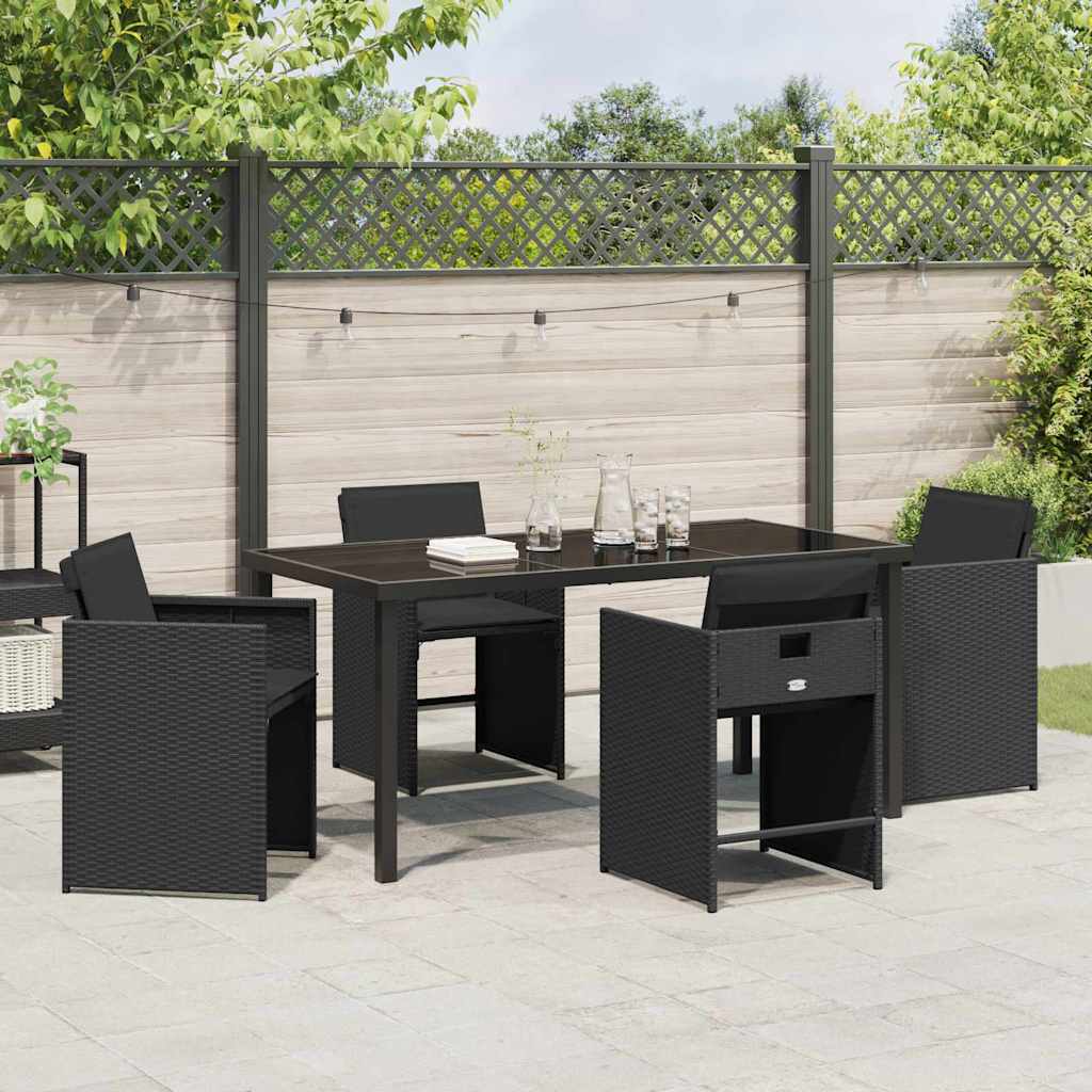 Garten Essgruppe mit Kissen 5 pcs Schwarz Poly Rattan