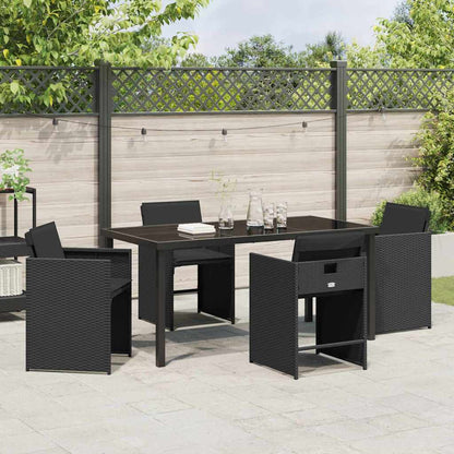 Garten Essgruppe mit Kissen 5 pcs Schwarz Poly Rattan