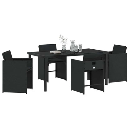 Garten Essgruppe mit Kissen 5 pcs Schwarz Poly Rattan
