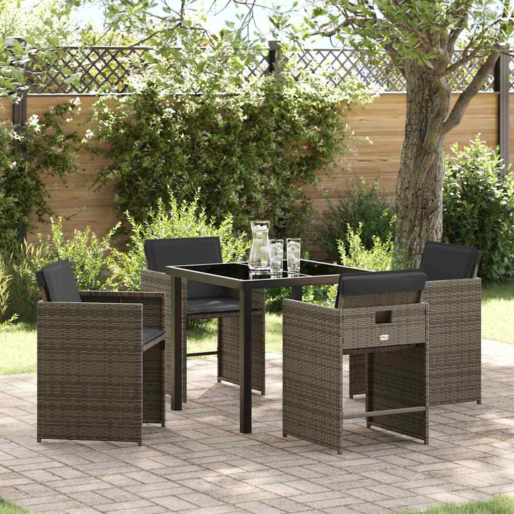 Garten Essgruppe mit Kissen 5 pcs Grau Poly Rattan