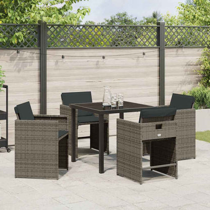 Garten Essgruppe mit Kissen 5 pcs Grau Poly Rattan