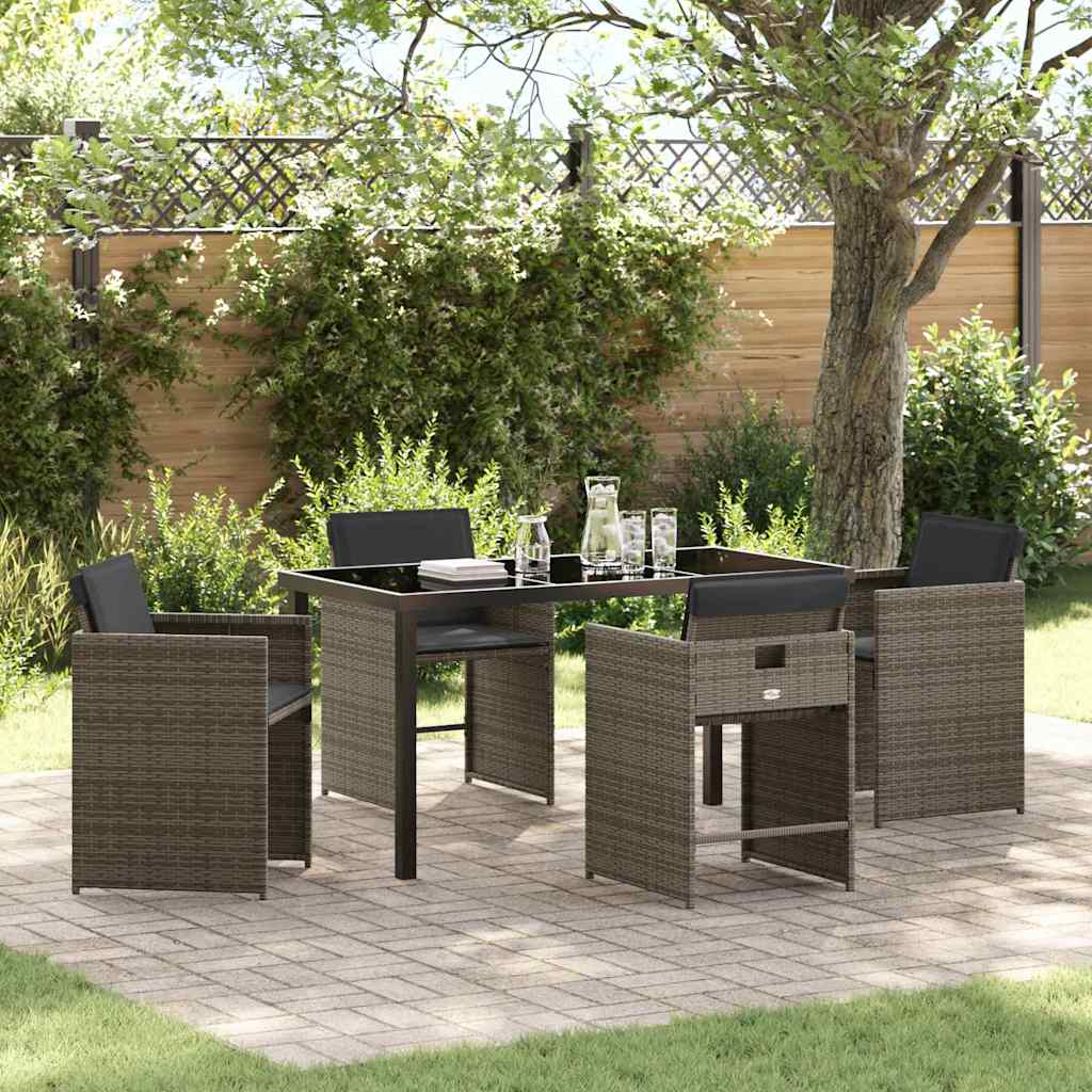 Garten Essgruppe mit Kissen 5 pcs Grau Poly Rattan
