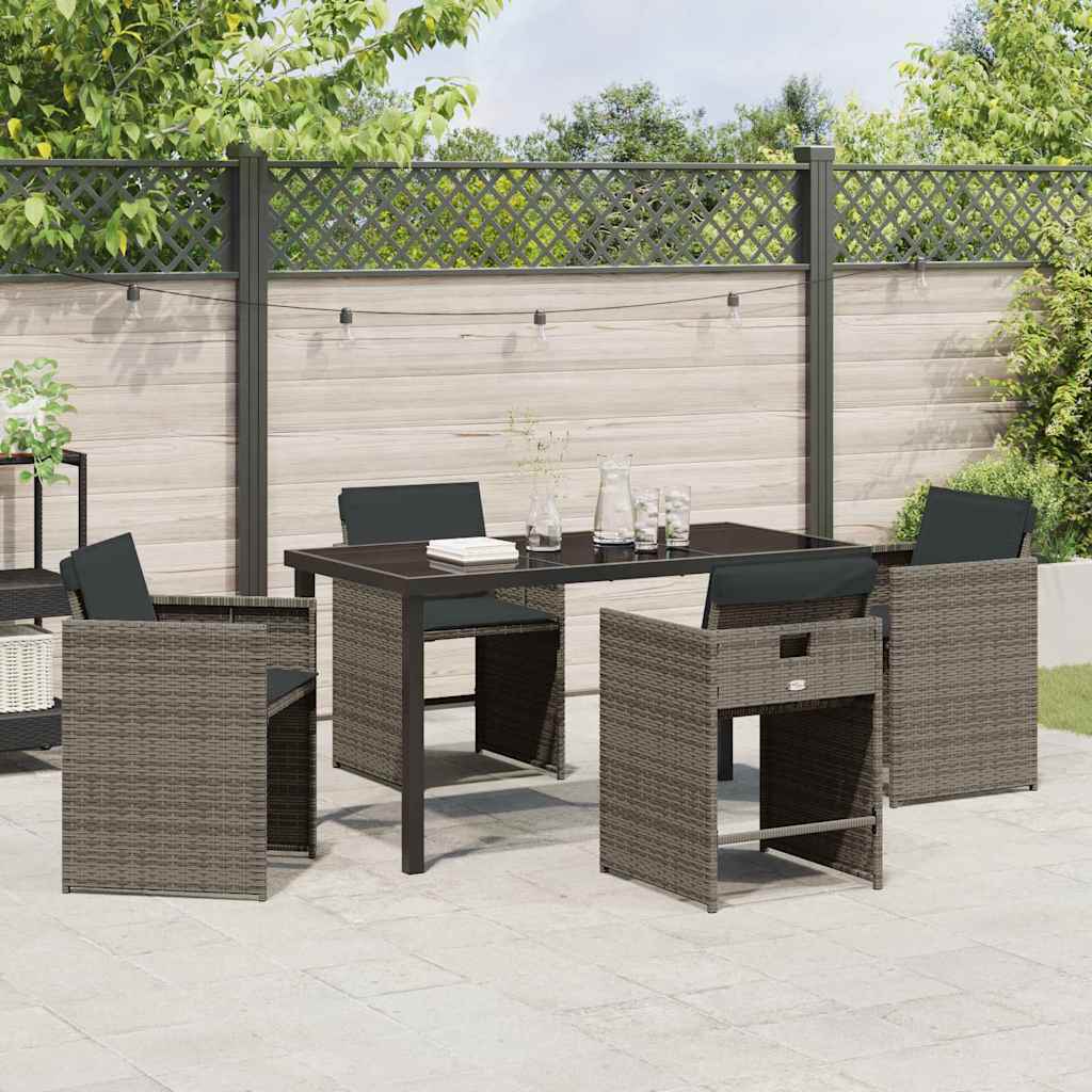 Garten Essgruppe mit Kissen 5 pcs Grau Poly Rattan