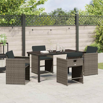 Garten Essgruppe mit Kissen 5 pcs Grau Poly Rattan