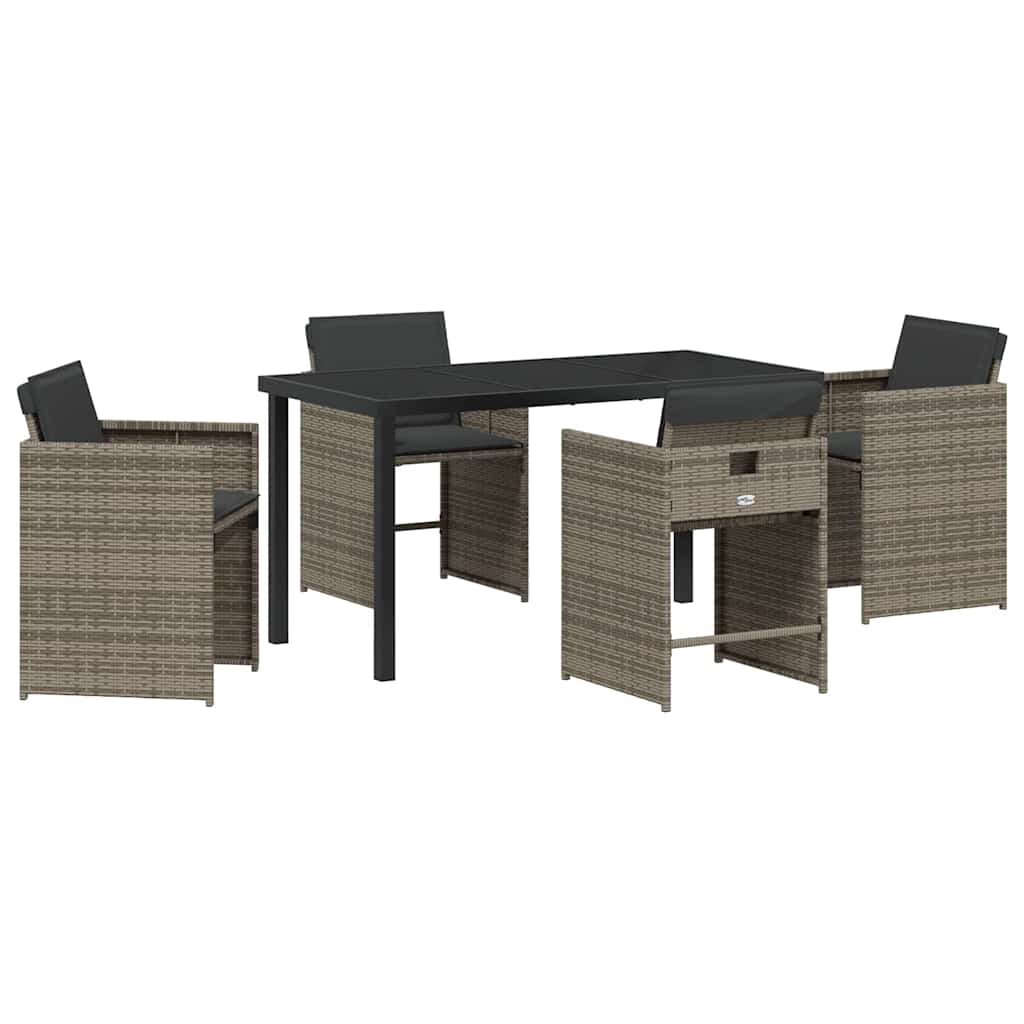 Garten Essgruppe mit Kissen 5 pcs Grau Poly Rattan