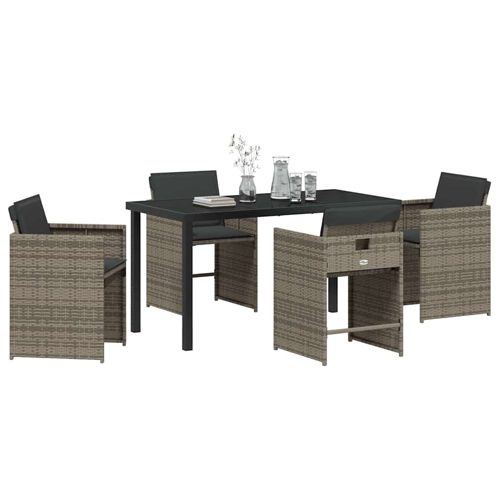 Garten Essgruppe mit Kissen 5 pcs Grau Poly Rattan