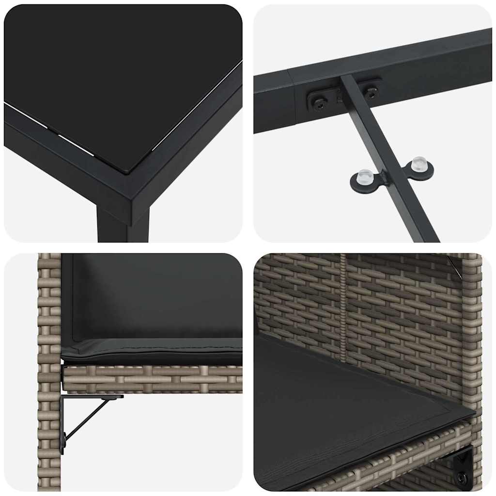 Garten Essgruppe mit Kissen 5 pcs Grau Poly Rattan