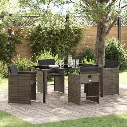 Garten Essgruppe mit Kissen 5 pcs Grau Poly Rattan