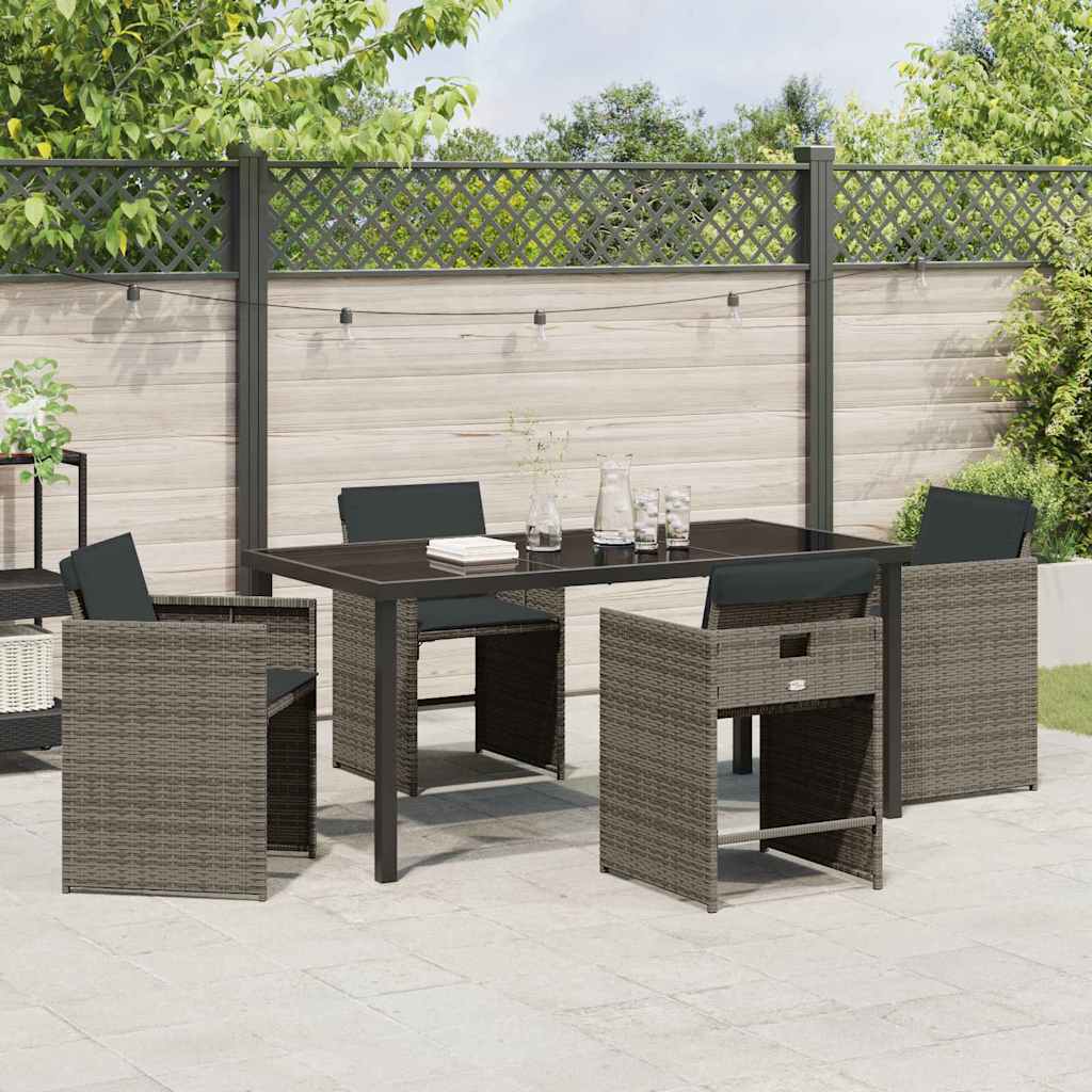 Garten Essgruppe mit Kissen 5 pcs Grau Poly Rattan