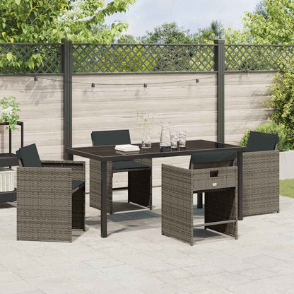 Garten Essgruppe mit Kissen 5 pcs Grau Poly Rattan
