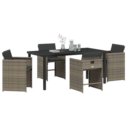 Garten Essgruppe mit Kissen 5 pcs Grau Poly Rattan