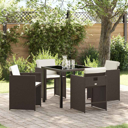 Garten Essgruppe mit Kissen 5 pcs Braun Poly Rattan