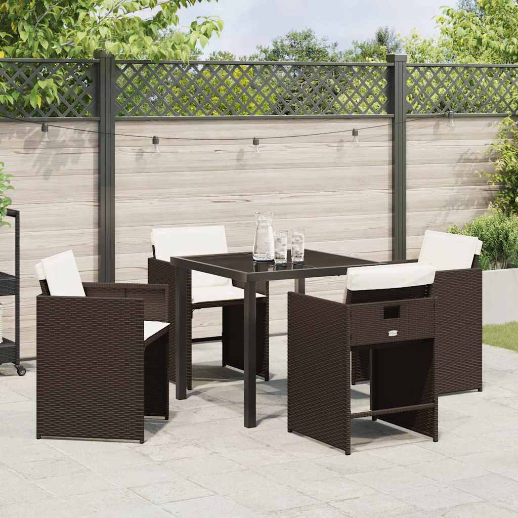 Garten Essgruppe mit Kissen 5 pcs Braun Poly Rattan