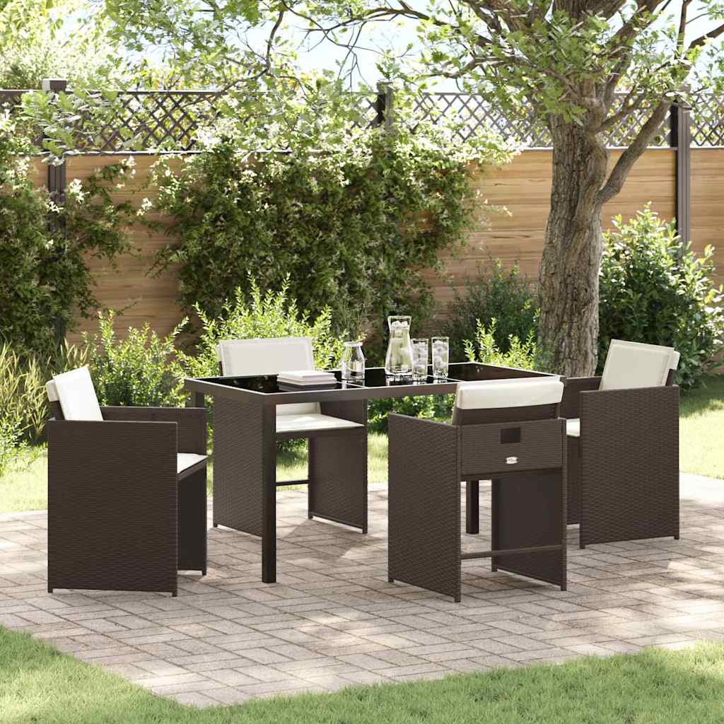 Garten Essgruppe mit Kissen 5 pcs Braun Poly Rattan