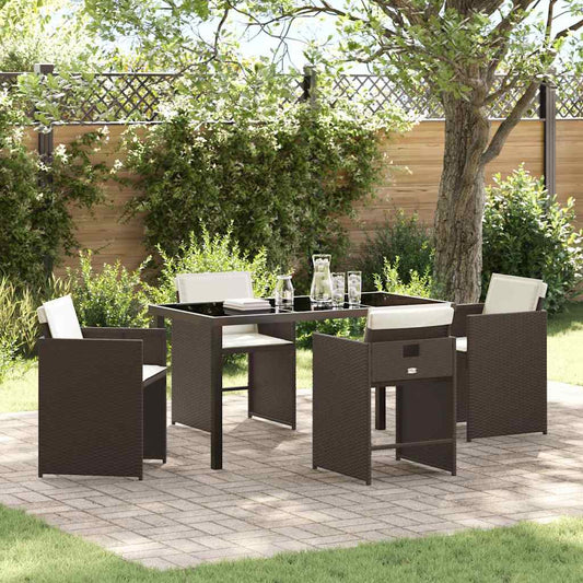Garten Essgruppe mit Kissen 5 pcs Braun Poly Rattan