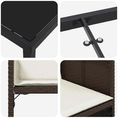 Garten Essgruppe mit Kissen 5 pcs Braun Poly Rattan