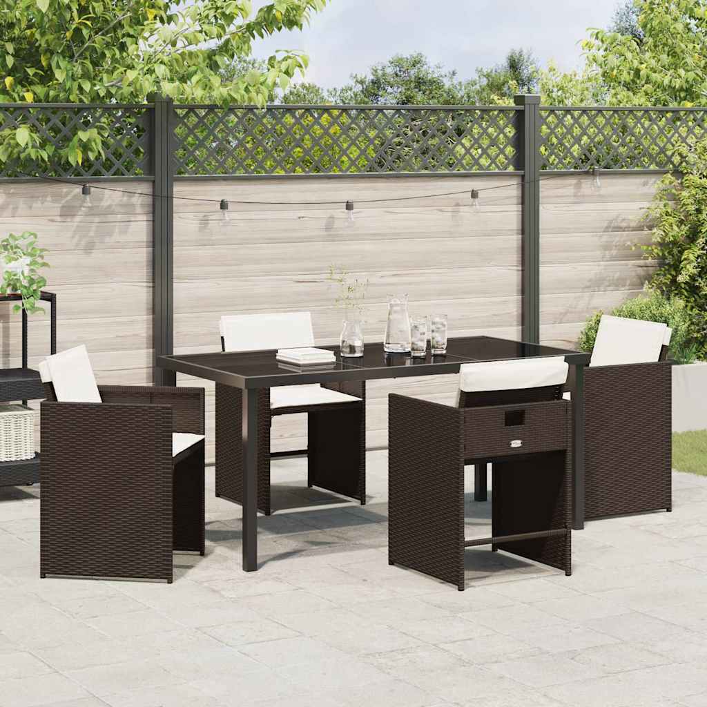 Garten Essgruppe mit Kissen 5 pcs Braun Poly Rattan