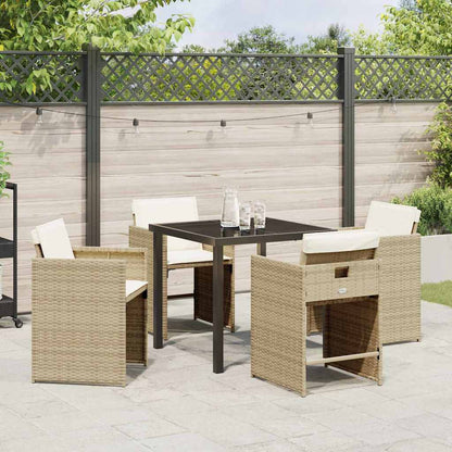 Garten Essgruppe mit Kissen 5 pcs Beige Poly Rattan