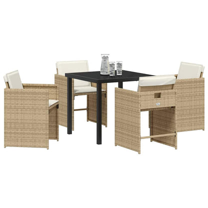 Garten Essgruppe mit Kissen 5 pcs Beige Poly Rattan