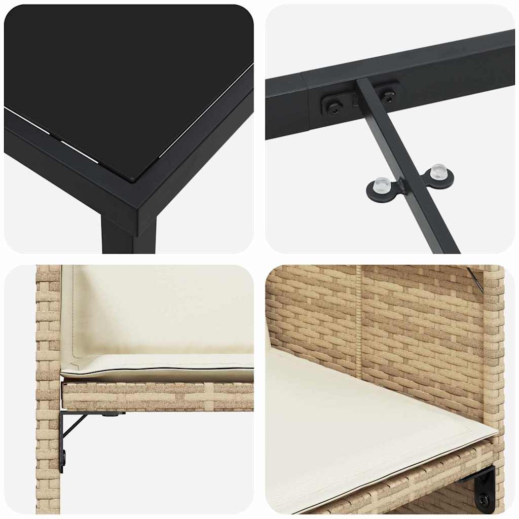 Garten Essgruppe mit Kissen 5 pcs Beige Poly Rattan