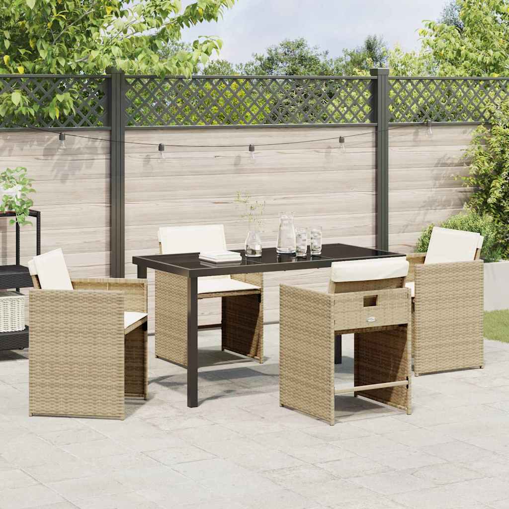 Garten Essgruppe mit Kissen 5 pcs Beige Poly Rattan