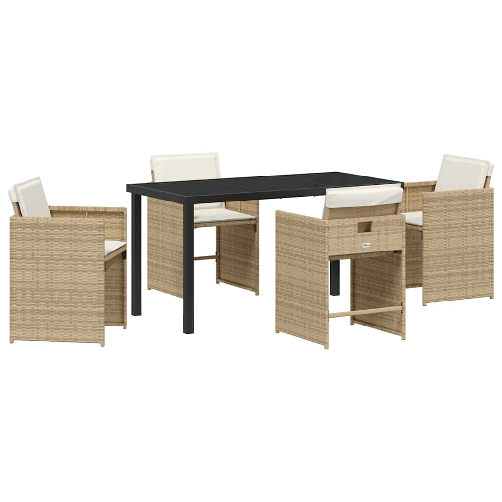 Garten Essgruppe mit Kissen 5 pcs Beige Poly Rattan
