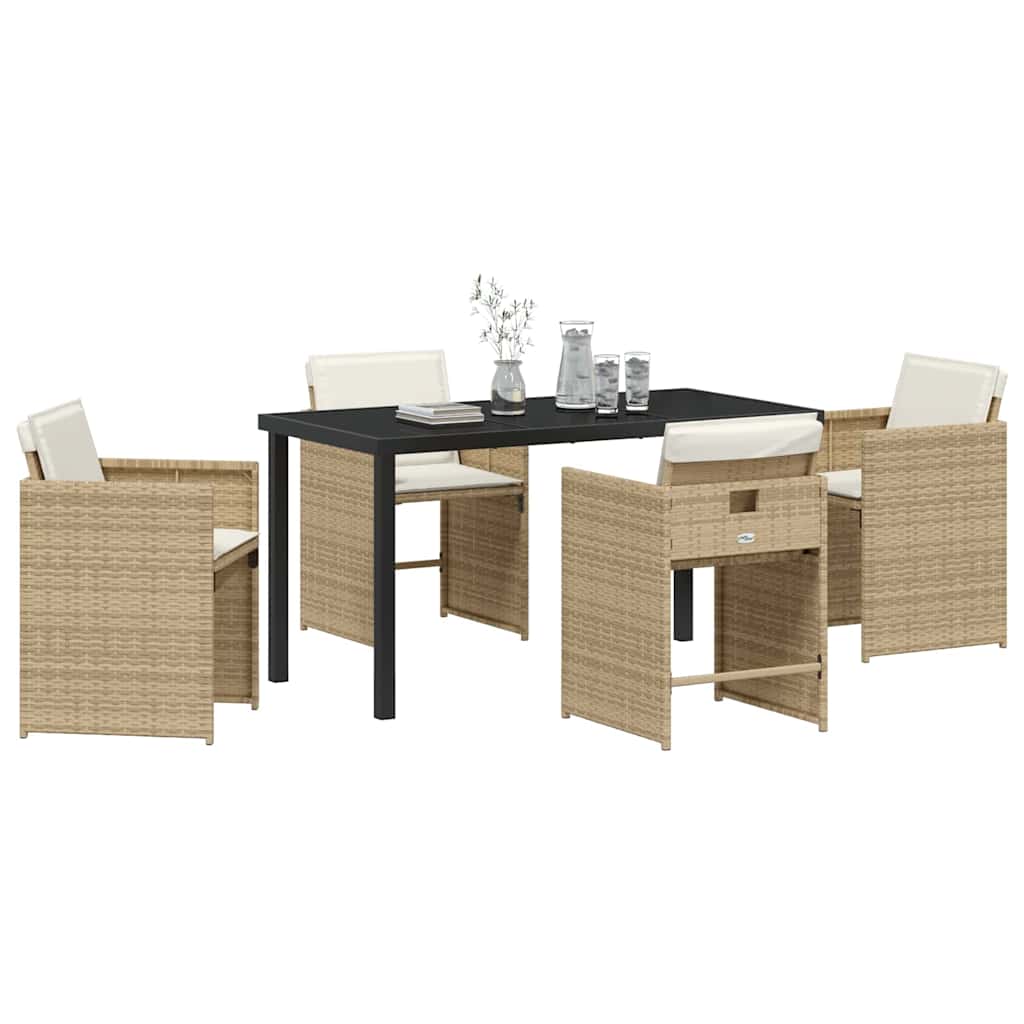 Garten Essgruppe mit Kissen 5 pcs Beige Poly Rattan