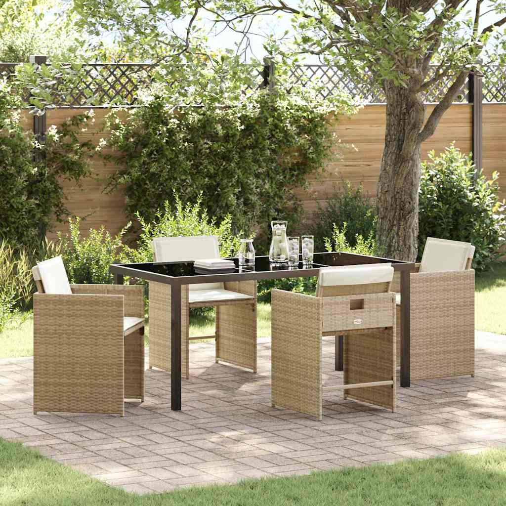 Garten Essgruppe mit Kissen 5 pcs Beige Poly Rattan