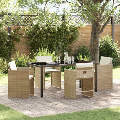 Garten Essgruppe mit Kissen 5 pcs Beige Poly Rattan