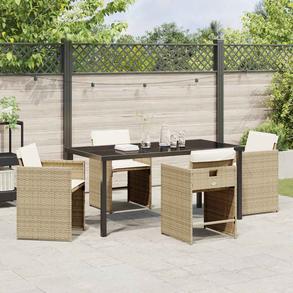 Garten Essgruppe mit Kissen 5 pcs Beige Poly Rattan