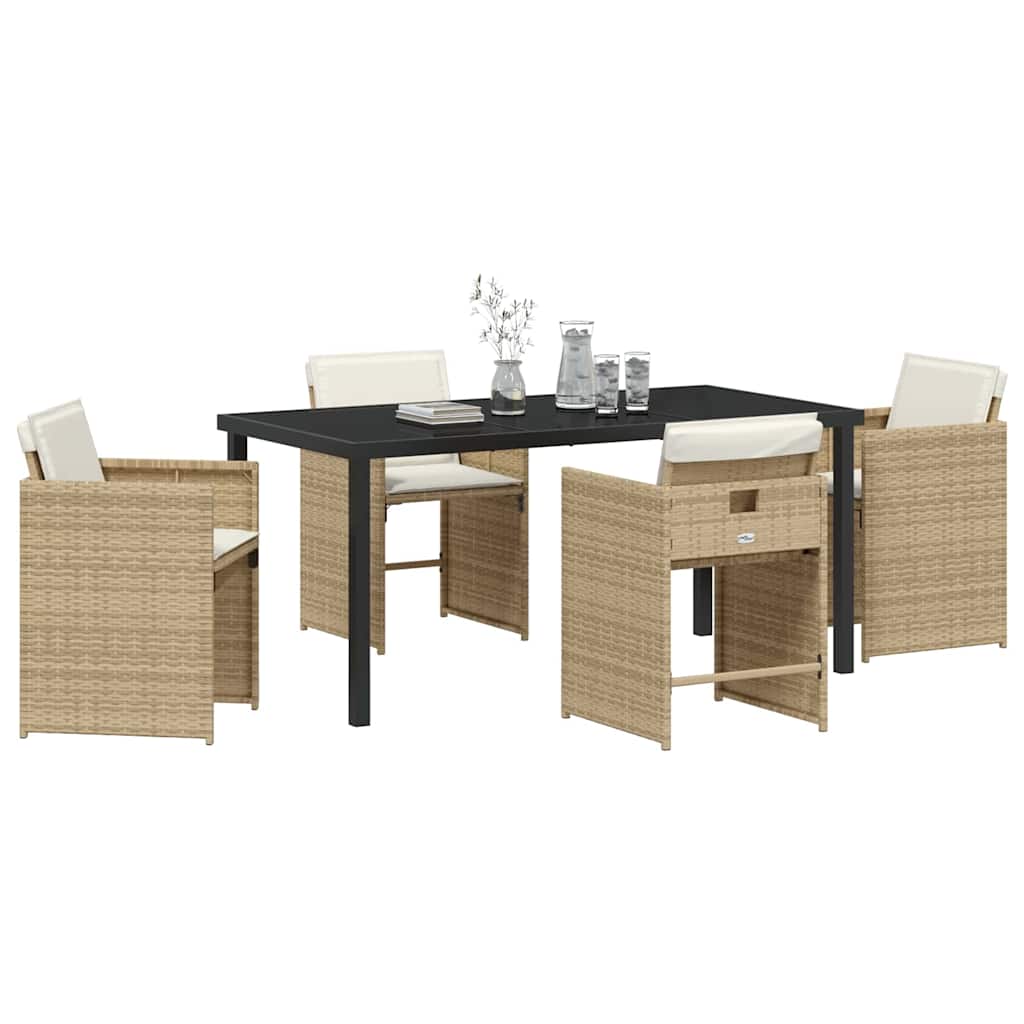 Garten Essgruppe mit Kissen 5 pcs Beige Poly Rattan