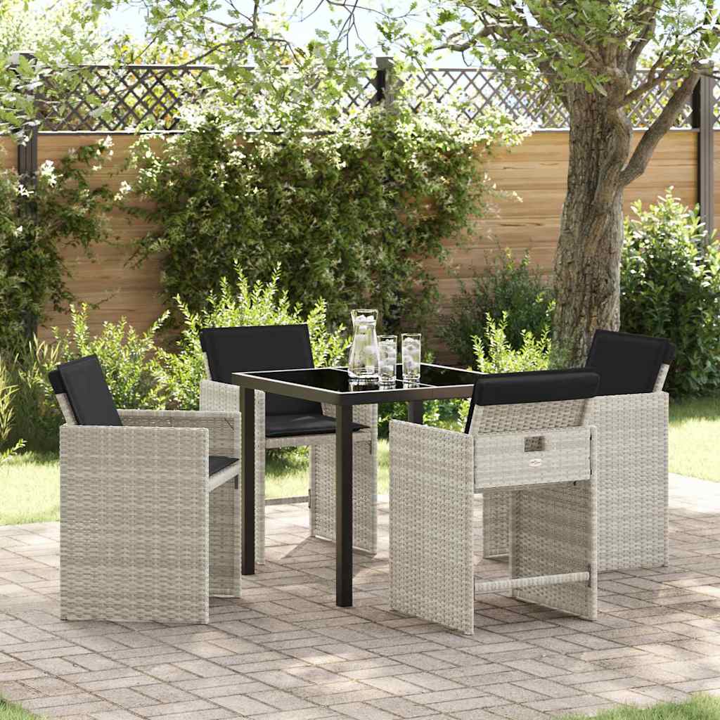 Garten Essgruppe mit Kissen 5 pcs Hellgrau Poly Rattan