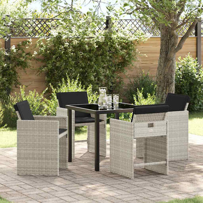 Garten Essgruppe mit Kissen 5 pcs Hellgrau Poly Rattan