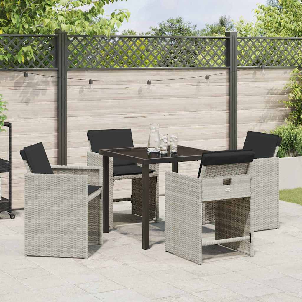 Garten Essgruppe mit Kissen 5 pcs Hellgrau Poly Rattan