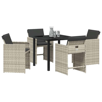 Garten Essgruppe mit Kissen 5 pcs Hellgrau Poly Rattan