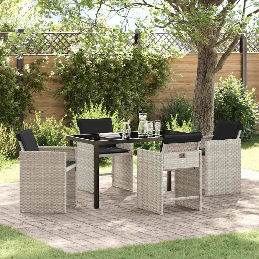 Garten Essgruppe mit Kissen 5 pcs Hellgrau Poly Rattan