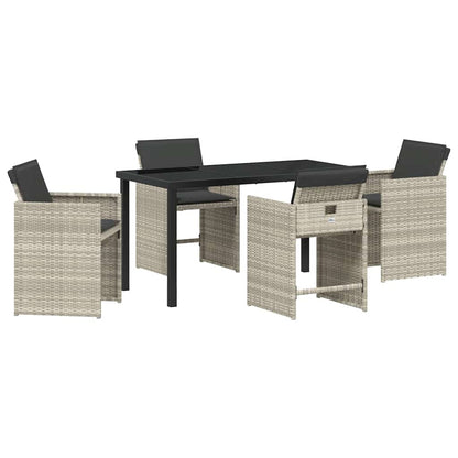 Garten Essgruppe mit Kissen 5 pcs Hellgrau Poly Rattan