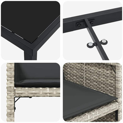 Garten Essgruppe mit Kissen 5 pcs Hellgrau Poly Rattan