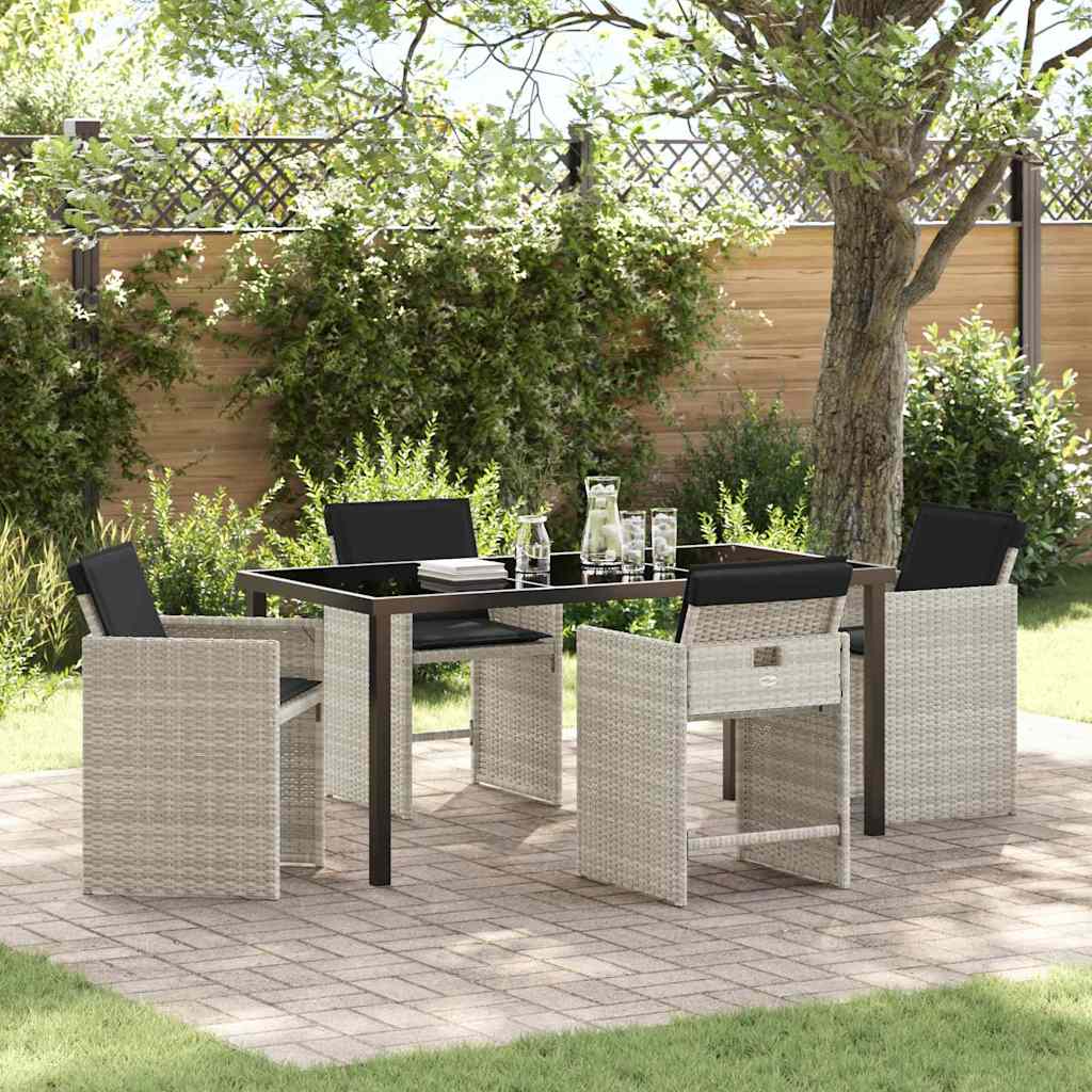 Garten Essgruppe mit Kissen 5 pcs Hellgrau Poly Rattan