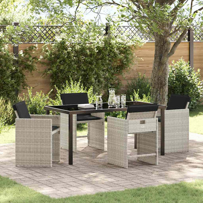 Garten Essgruppe mit Kissen 5 pcs Hellgrau Poly Rattan