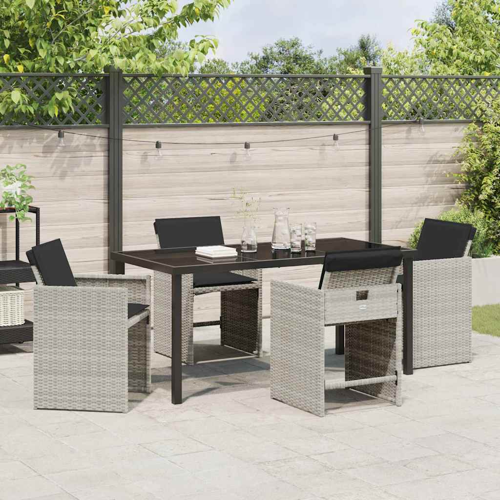 Garten Essgruppe mit Kissen 5 pcs Hellgrau Poly Rattan