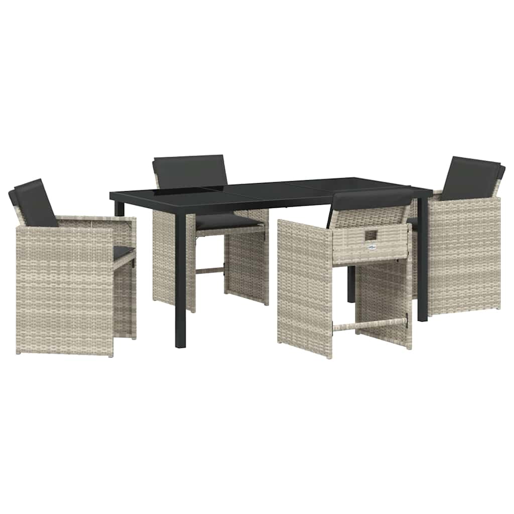 Garten Essgruppe mit Kissen 5 pcs Hellgrau Poly Rattan