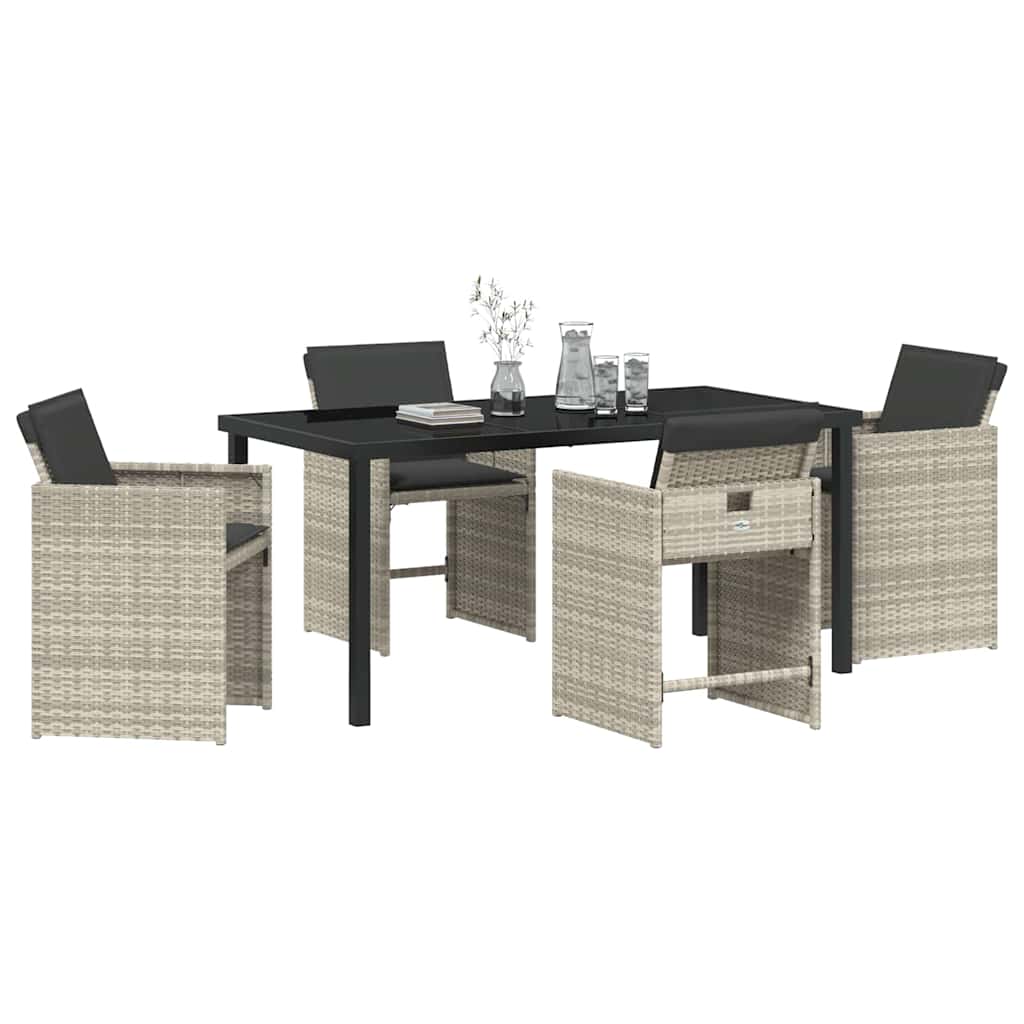 Garten Essgruppe mit Kissen 5 pcs Hellgrau Poly Rattan