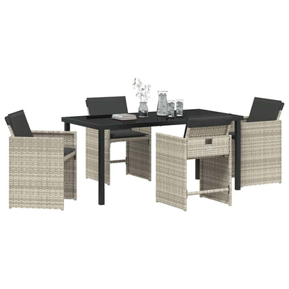Garten Essgruppe mit Kissen 5 pcs Hellgrau Poly Rattan