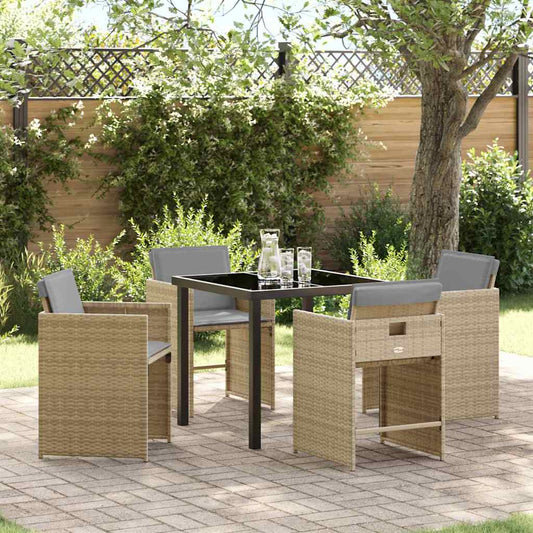 Garten Essgruppe mit Kissen 5 pcs Beige Poly Rattan