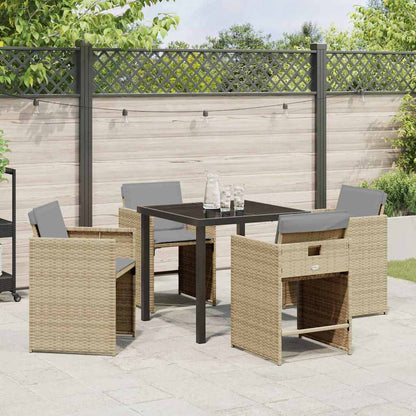 Garten Essgruppe mit Kissen 5 pcs Beige Poly Rattan