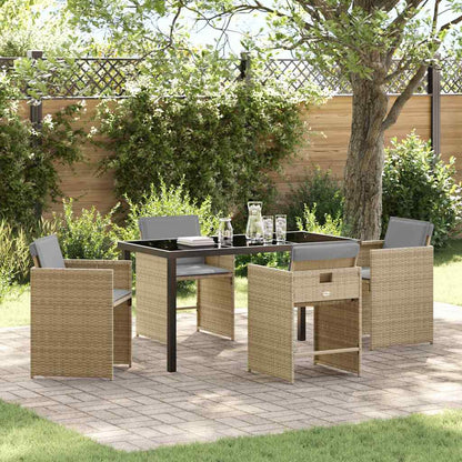 Garten Essgruppe mit Kissen 5 pcs Beige Poly Rattan
