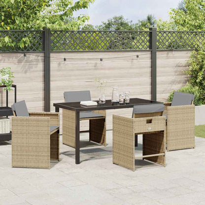 Garten Essgruppe mit Kissen 5 pcs Beige Poly Rattan