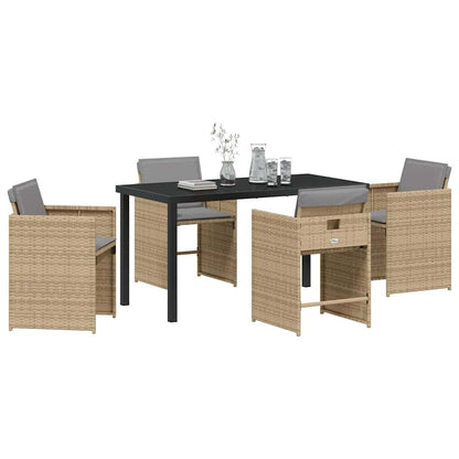 Garten Essgruppe mit Kissen 5 pcs Beige Poly Rattan