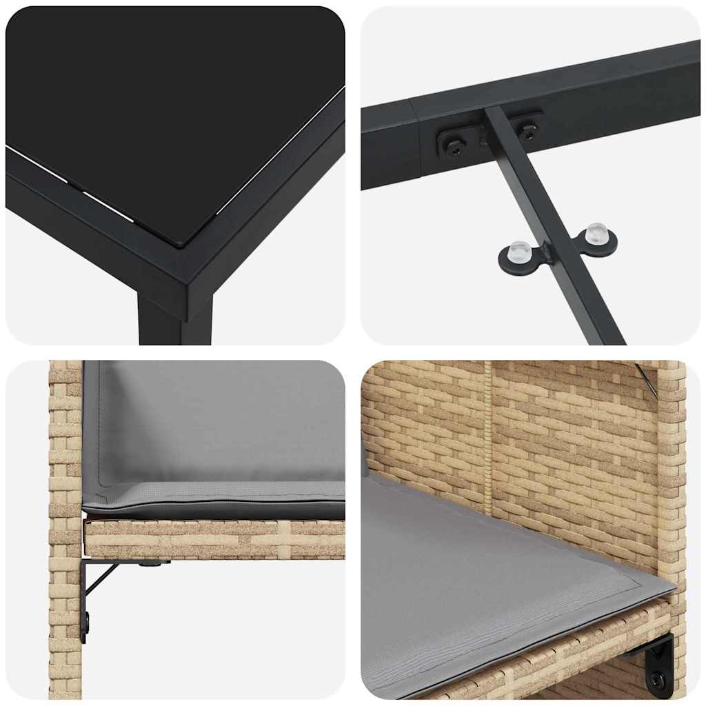 Garten Essgruppe mit Kissen 5 pcs Beige Poly Rattan